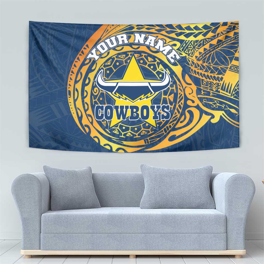 Personalized North Queensland Cowboys Tapestry Polynesian Tribal Chest and Sleeve Tattoo