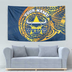 Personalized North Queensland Cowboys Tapestry Polynesian Tribal Chest and Sleeve Tattoo