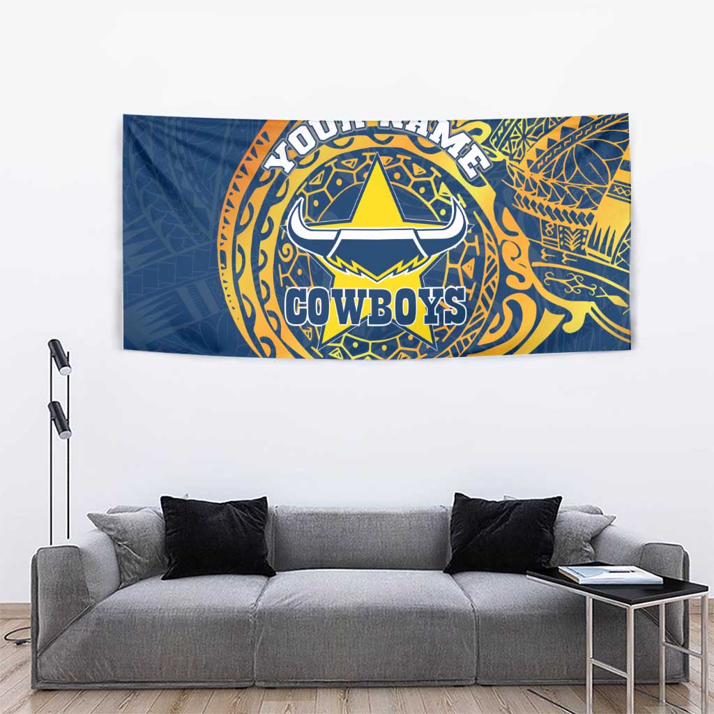 Personalized North Queensland Cowboys Tapestry Polynesian Tribal Chest and Sleeve Tattoo