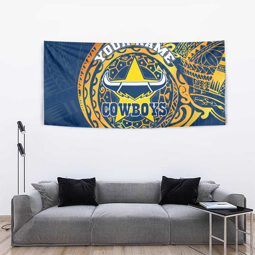 Personalized North Queensland Cowboys Tapestry Polynesian Tribal Chest and Sleeve Tattoo
