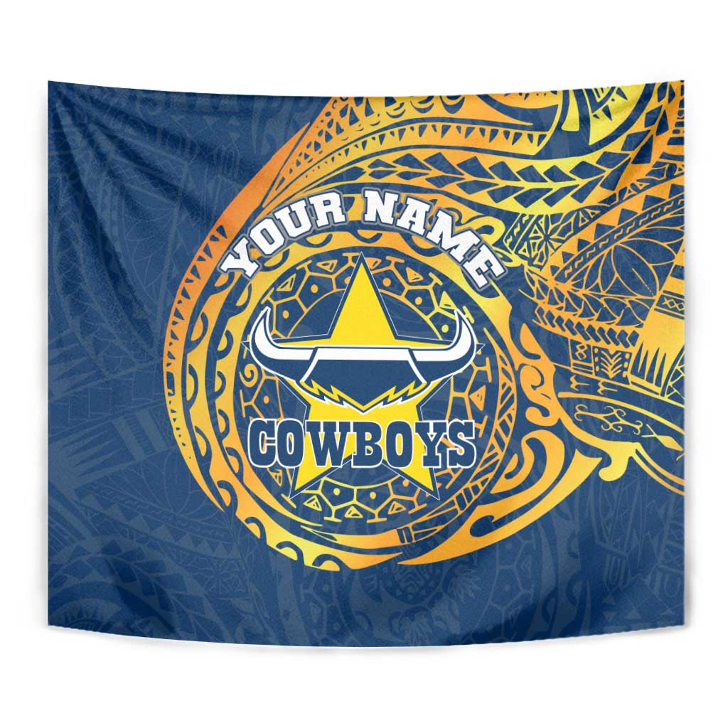 Personalized North Queensland Cowboys Tapestry Polynesian Tribal Chest and Sleeve Tattoo