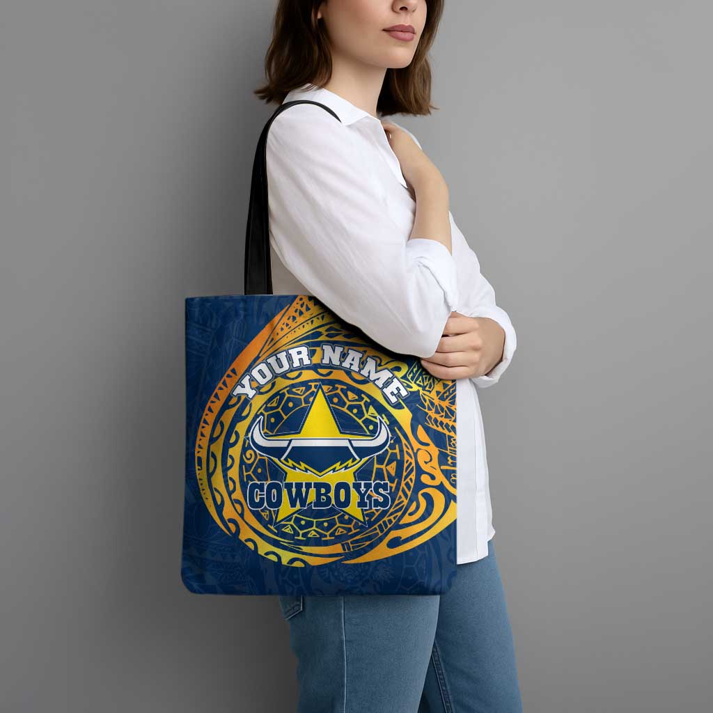 Personalized North Queensland Cowboys Tote Bag Polynesian Tribal Chest and Sleeve Tattoo
