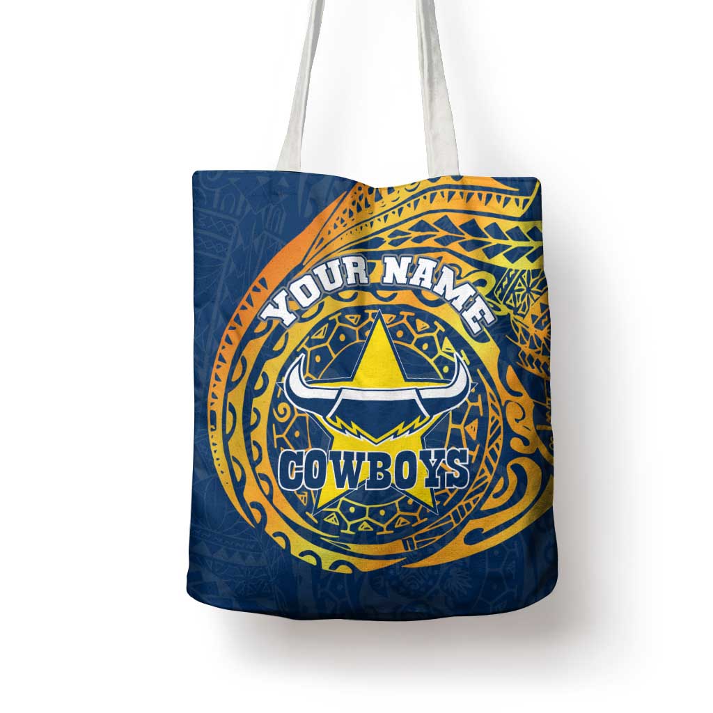 Personalized North Queensland Cowboys Tote Bag Polynesian Tribal Chest and Sleeve Tattoo
