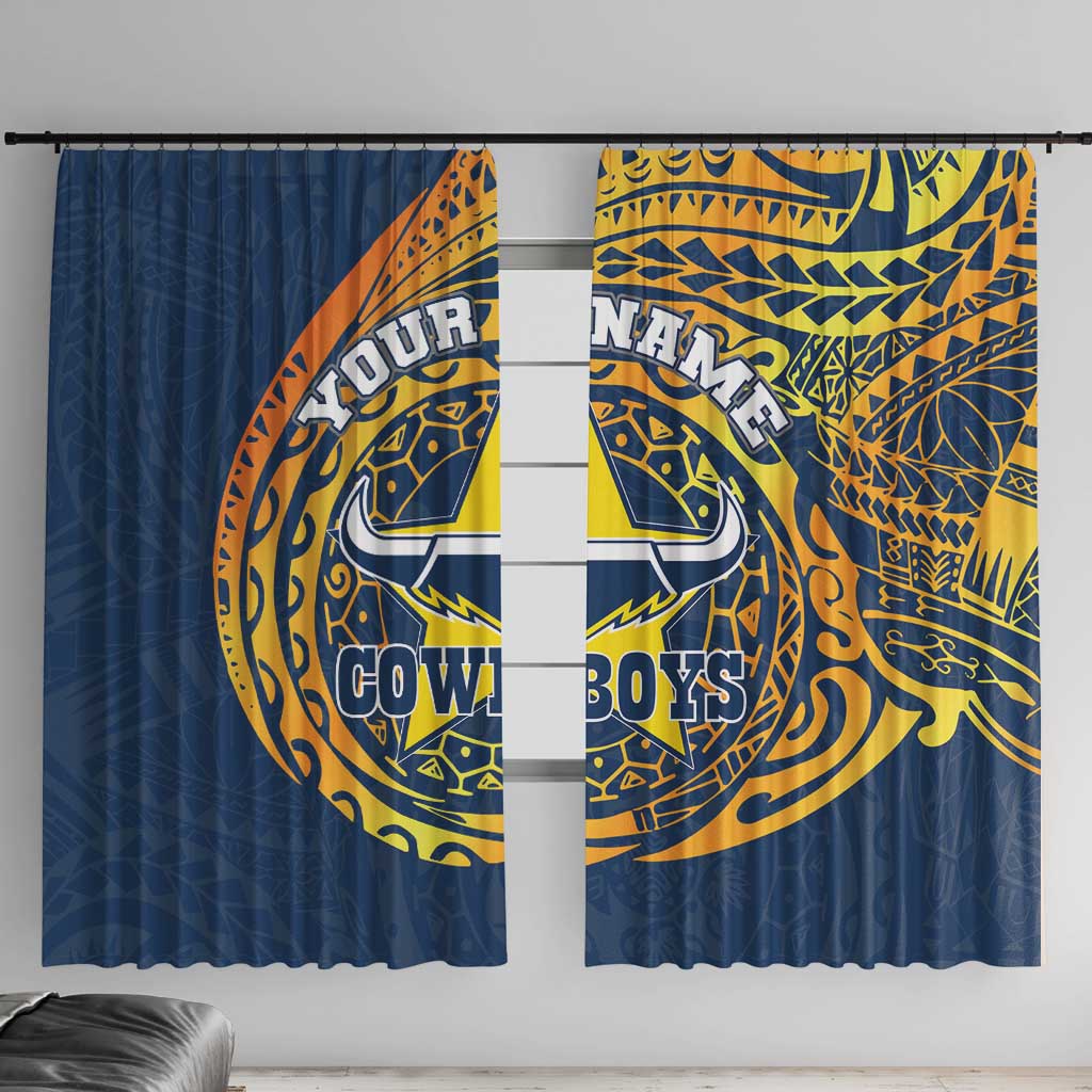 Personalized North Queensland Cowboys Window Curtain Polynesian Tribal Chest and Sleeve Tattoo