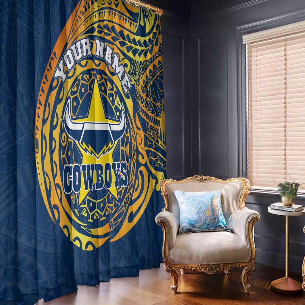 Personalized North Queensland Cowboys Window Curtain Polynesian Tribal Chest and Sleeve Tattoo