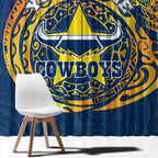 Personalized North Queensland Cowboys Window Curtain Polynesian Tribal Chest and Sleeve Tattoo