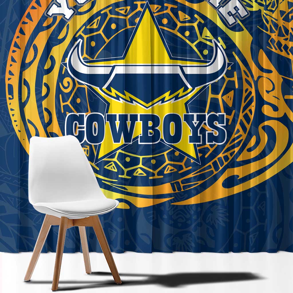 Personalized North Queensland Cowboys Window Curtain Polynesian Tribal Chest and Sleeve Tattoo