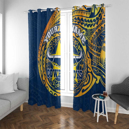 Personalized North Queensland Cowboys Window Curtain Polynesian Tribal Chest and Sleeve Tattoo