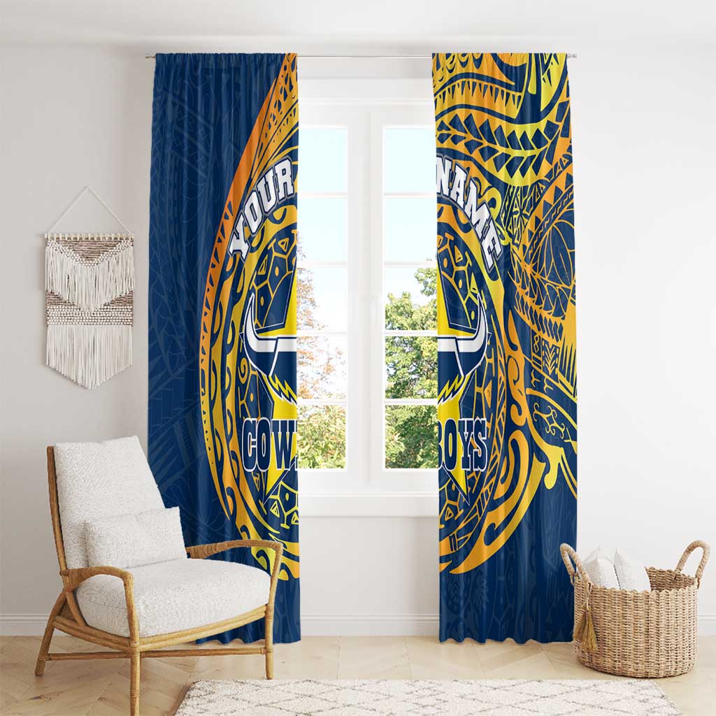 Personalized North Queensland Cowboys Window Curtain Polynesian Tribal Chest and Sleeve Tattoo