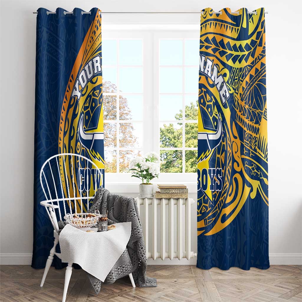 Personalized North Queensland Cowboys Window Curtain Polynesian Tribal Chest and Sleeve Tattoo