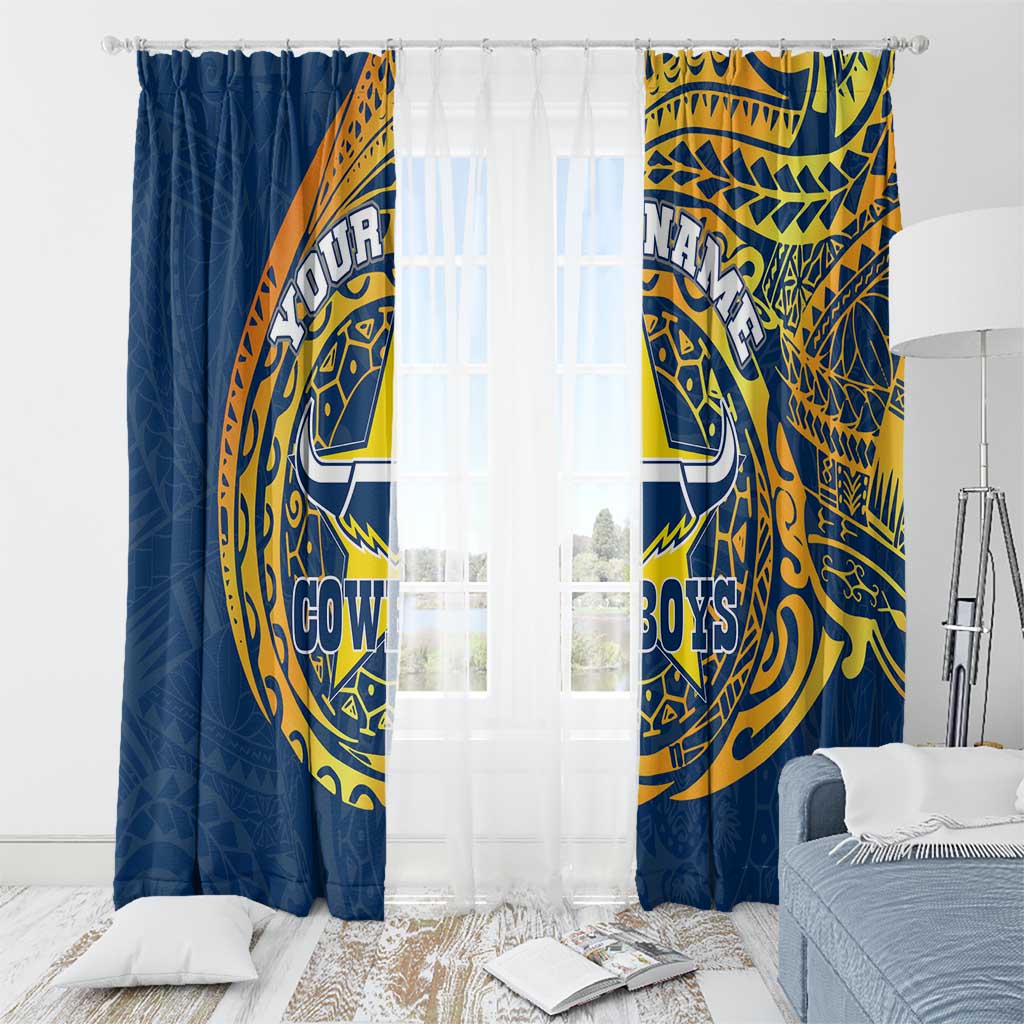 Personalized North Queensland Cowboys Window Curtain Polynesian Tribal Chest and Sleeve Tattoo