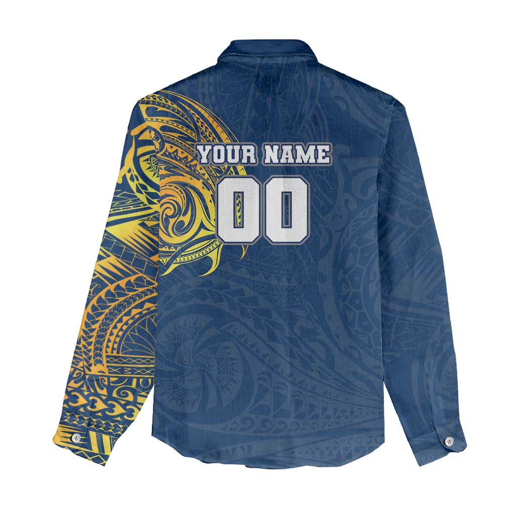 Personalized North Queensland Cowboys Women Casual Shirt Polynesian Tribal Chest and Sleeve Tattoo