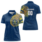 Personalized North Queensland Cowboys Women Polo Shirt Polynesian Tribal Chest and Sleeve Tattoo
