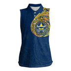Personalized North Queensland Cowboys Women Sleeveless Polo Shirt Polynesian Tribal Chest and Sleeve Tattoo