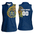 Personalized North Queensland Cowboys Women Sleeveless Polo Shirt Polynesian Tribal Chest and Sleeve Tattoo