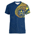 Personalized North Queensland Cowboys Women V-Neck T-Shirt Polynesian Tribal Chest and Sleeve Tattoo