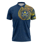Personalized North Queensland Cowboys Zipper Polo Shirt Polynesian Tribal Chest and Sleeve Tattoo