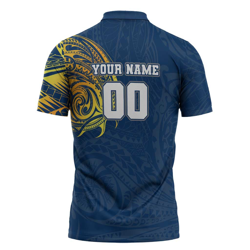 Personalized North Queensland Cowboys Zipper Polo Shirt Polynesian Tribal Chest and Sleeve Tattoo