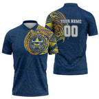 Personalized North Queensland Cowboys Zipper Polo Shirt Polynesian Tribal Chest and Sleeve Tattoo