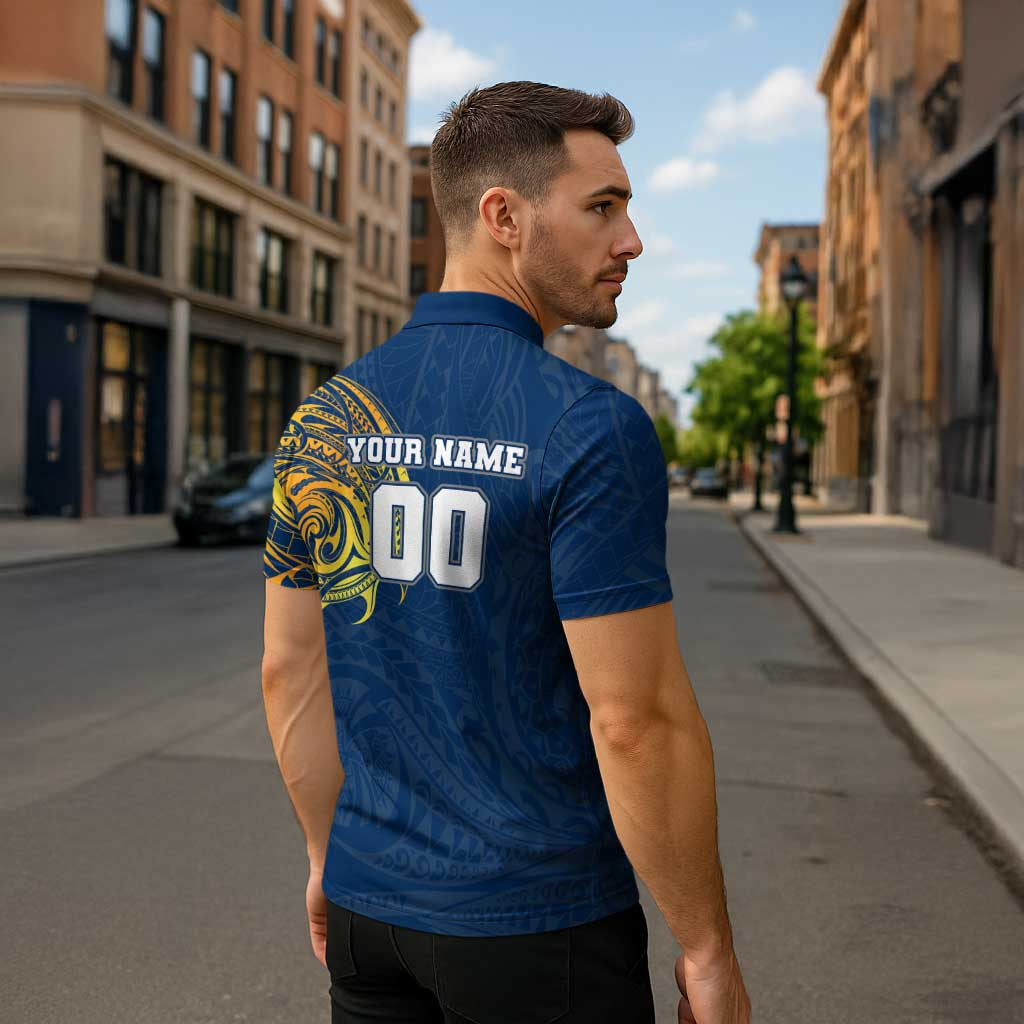 Personalized North Queensland Cowboys Zipper Polo Shirt Polynesian Tribal Chest and Sleeve Tattoo