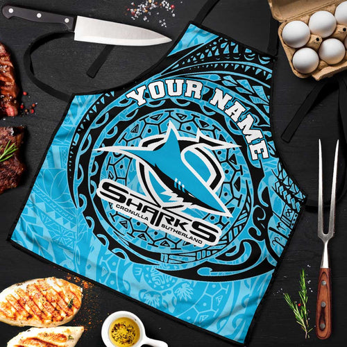 Personalized Cronulla Sutherland Sharks Apron Polynesian Tribal Chest and Sleeve Tattoo