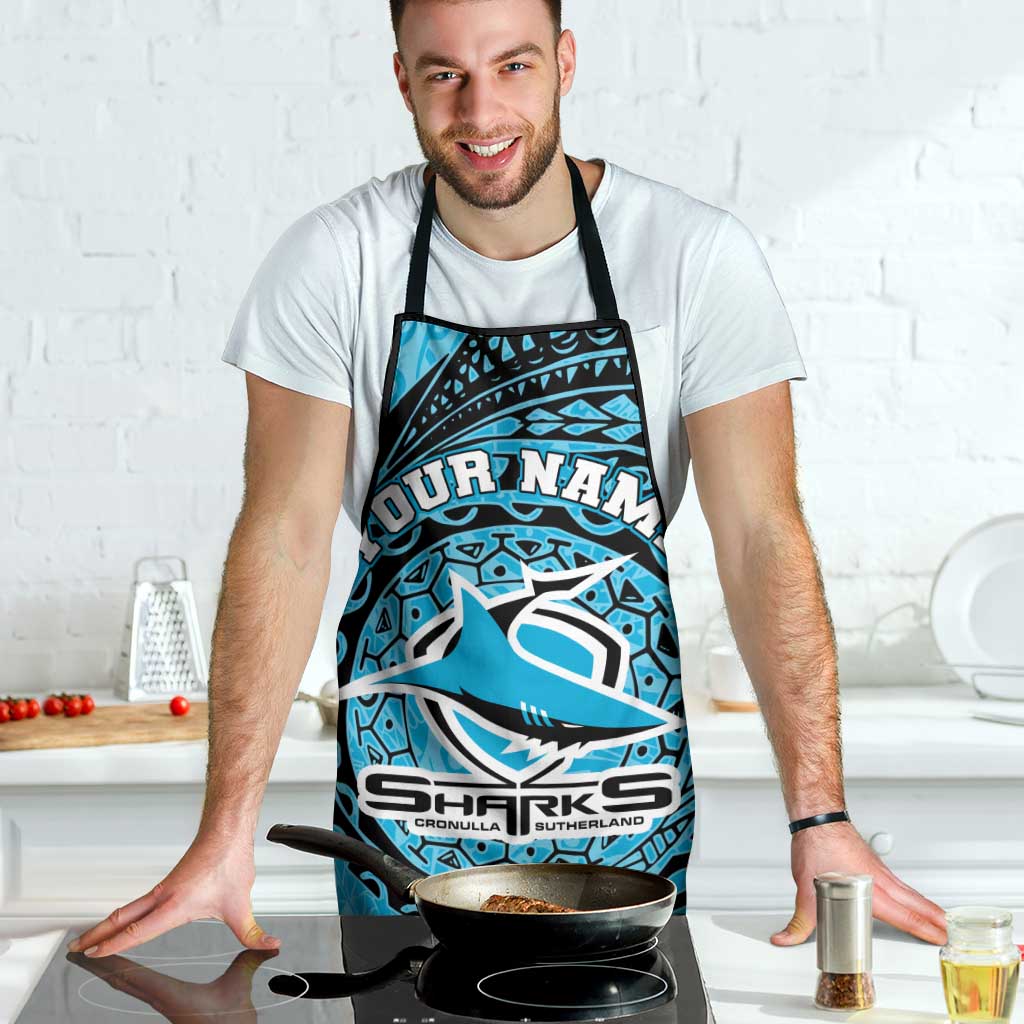 Personalized Cronulla Sutherland Sharks Apron Polynesian Tribal Chest and Sleeve Tattoo