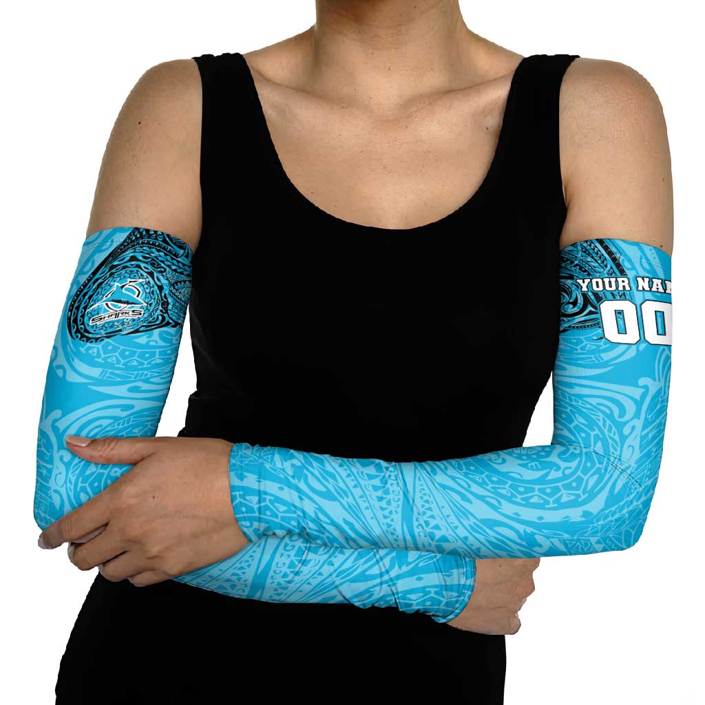 Personalized Cronulla Sutherland Sharks Arm Sleeves Polynesian Tribal Chest and Sleeve Tattoo