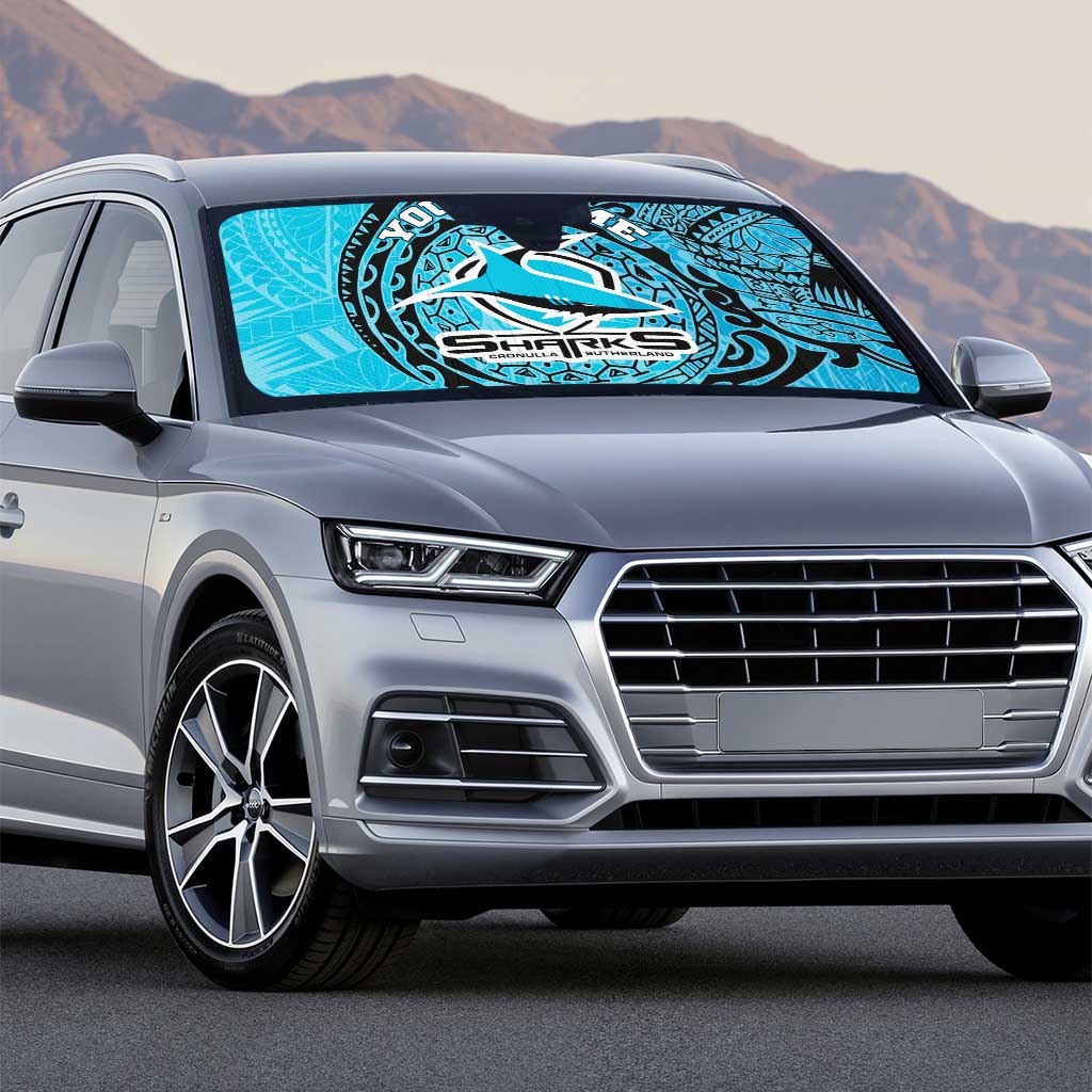 Personalized Cronulla Sutherland Sharks Auto Sun Shade Polynesian Tribal Chest and Sleeve Tattoo