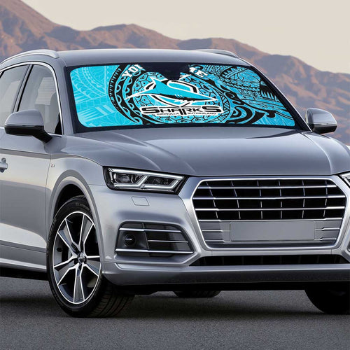 Personalized Cronulla Sutherland Sharks Auto Sun Shade Polynesian Tribal Chest and Sleeve Tattoo