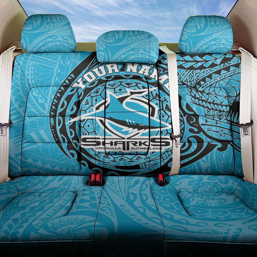 Personalized Cronulla Sutherland Sharks Back Car Seat Cover Polynesian Tribal Chest and Sleeve Tattoo