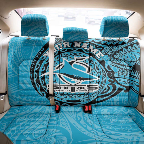 Personalized Cronulla Sutherland Sharks Back Car Seat Cover Polynesian Tribal Chest and Sleeve Tattoo