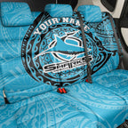 Personalized Cronulla Sutherland Sharks Back Car Seat Cover Polynesian Tribal Chest and Sleeve Tattoo
