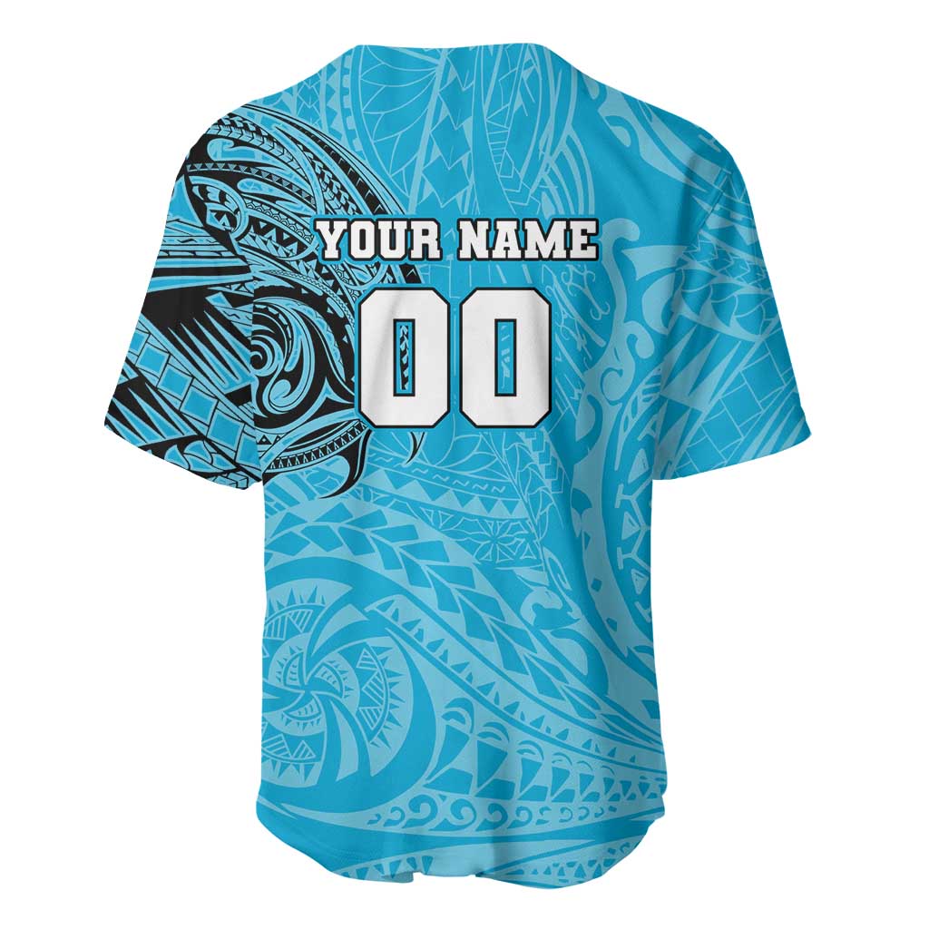 Personalized Cronulla Sutherland Sharks Baseball Jersey Polynesian Tribal Chest and Sleeve Tattoo