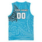 Personalized Cronulla Sutherland Sharks Basketball Jersey Polynesian Tribal Chest and Sleeve Tattoo