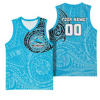 Personalized Cronulla Sutherland Sharks Basketball Jersey Polynesian Tribal Chest and Sleeve Tattoo