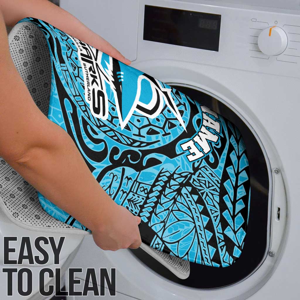 Personalized Cronulla Sutherland Sharks Bathroom Set Polynesian Tribal Chest and Sleeve Tattoo