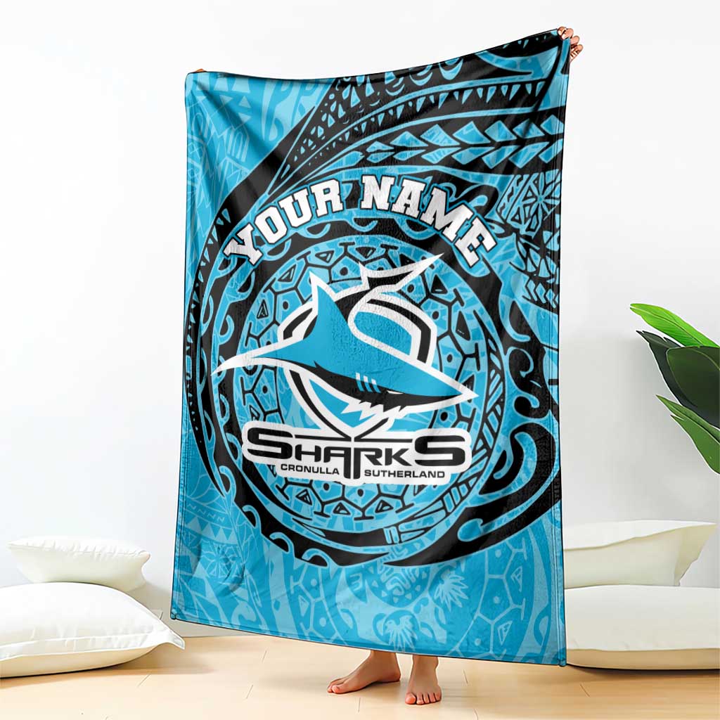 Personalized Cronulla Sutherland Sharks Blanket Polynesian Tribal Chest and Sleeve Tattoo