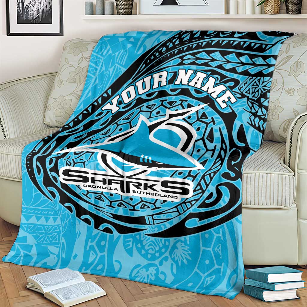 Personalized Cronulla Sutherland Sharks Blanket Polynesian Tribal Chest and Sleeve Tattoo