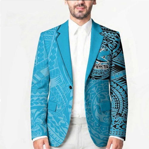 Personalized Cronulla Sutherland Sharks Blazer Polynesian Tribal Chest and Sleeve Tattoo