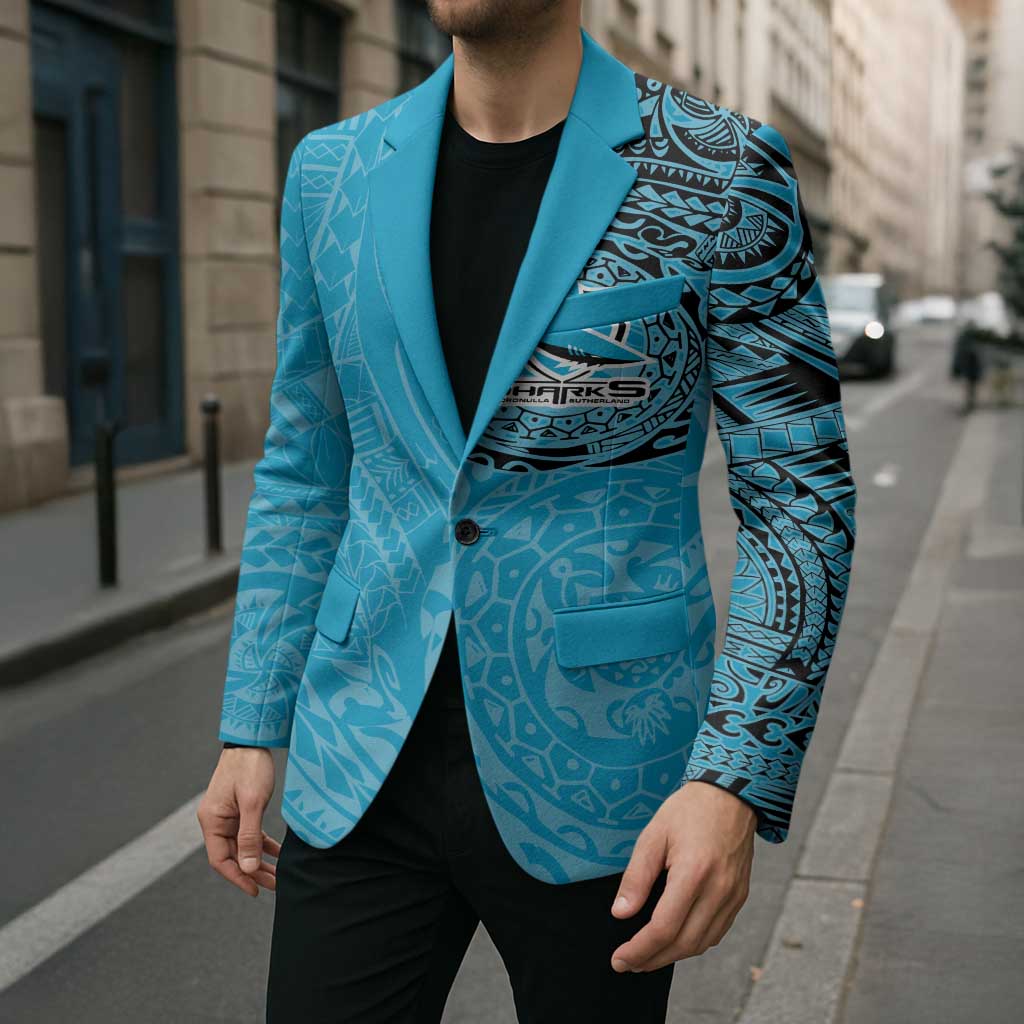 Personalized Cronulla Sutherland Sharks Blazer Polynesian Tribal Chest and Sleeve Tattoo