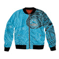 Personalized Cronulla Sutherland Sharks Bomber Jacket Polynesian Tribal Chest and Sleeve Tattoo