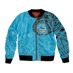 Personalized Cronulla Sutherland Sharks Bomber Jacket Polynesian Tribal Chest and Sleeve Tattoo