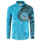 Personalized Cronulla Sutherland Sharks Button Sweatshirt Polynesian Tribal Chest and Sleeve Tattoo
