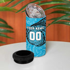 Personalized Cronulla Sutherland Sharks 4 in 1 Can Cooler Tumbler Polynesian Tribal Chest and Sleeve Tattoo