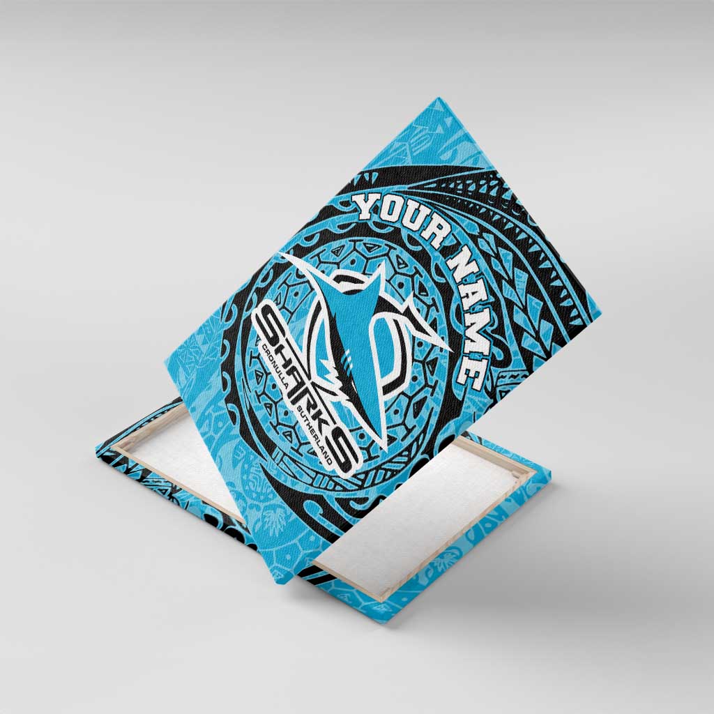 Personalized Cronulla Sutherland Sharks Canvas Wall Art Polynesian Tribal Chest and Sleeve Tattoo