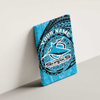 Personalized Cronulla Sutherland Sharks Canvas Wall Art Polynesian Tribal Chest and Sleeve Tattoo