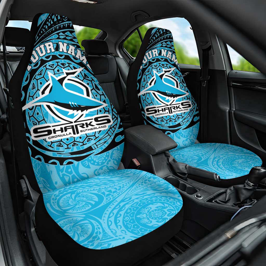 Personalized Cronulla Sutherland Sharks Car Seat Cover Polynesian Tribal Chest and Sleeve Tattoo