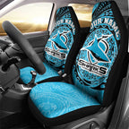 Personalized Cronulla Sutherland Sharks Car Seat Cover Polynesian Tribal Chest and Sleeve Tattoo