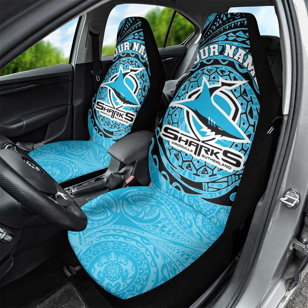 Personalized Cronulla Sutherland Sharks Car Seat Cover Polynesian Tribal Chest and Sleeve Tattoo