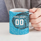 Personalized Cronulla Sutherland Sharks Ceramic Mug Polynesian Tribal Chest and Sleeve Tattoo